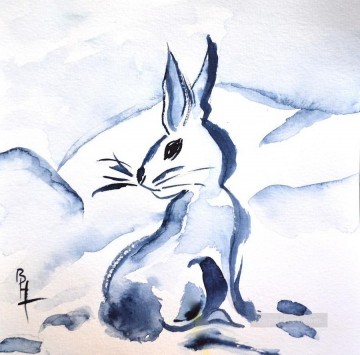 Animal Painting - acuarela de beverley conejito de nieve